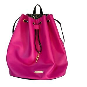 Juicy Couture Pink Drawstring Backpack Large Faux Leather